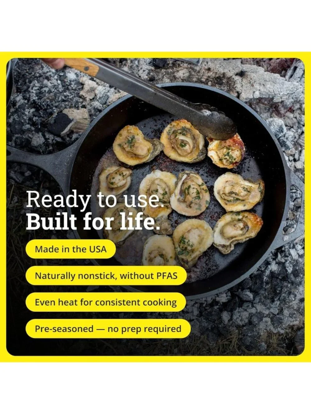 15-Inch Pre-Seasoned Cast Iron Skillet with Easy-Grip Handle for Cooking